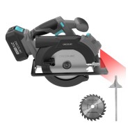 Cecotec DirectPrecission 8000 Vision Sierra Circular Inalambrico - Bateria 4Ah 20V - Disco de 165mm - Corte hasta 57mm - Inclinacion hasta 45º - Guia Laser Integrada - Color Negro y Gris