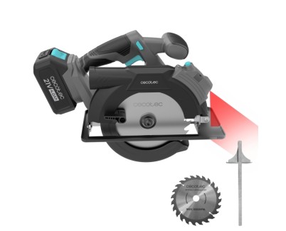 Cecotec DirectPrecission 8000 Vision Sierra Circular Inalambrico - Bateria 4Ah 20V - Disco de 165mm - Corte hasta 57mm - Inclinacion hasta 45&ordm; - Guia Laser Integrada - Color Negro y Gris