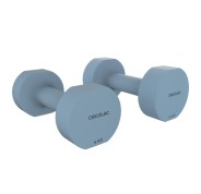 Cecotec Drumfit 400 DoubleNeo Set de 2 Mancuernas de 4kg - Antideslizante - Recubrimiento de Neopreno - Antideslizante - Hexagonales - 19x10x9cm - Color Azul Claro