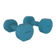 Cecotec Drumfit 500 DoubleNeo Set de 2 Mancuernas de 5kg - Antideslizante - Recubrimiento de Neopreno - Antideslizante - Hexagonales - 20.5x10.5x10cm - Color Azul