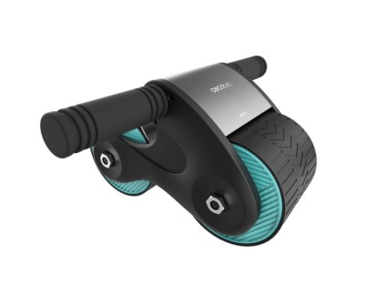 Cecotec Drumfit AB Fit Rueda Abdominal con Rebote - Sistema de Frenado Controlado - Compacto con Doble Rueda - Esterilla Antideslizante - Peso Ligero de 1.2kg - Apto para Todos los Niveles - Color Negro