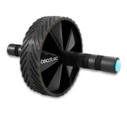 Cecotec DrumFit AB Wheel Rueda Abdominal - Soporta hasta 200kg - Multifuncion - Agarre Antideslizante Acolchado - Esterilla Incluida - Recubrimiento de Goma - 29.3x18x18cm - Color Negro