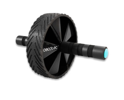 Cecotec DrumFit AB Wheel Rueda Abdominal - Soporta hasta 200kg - Multifuncion - Agarre Antideslizante Acolchado - Esterilla Incluida - Recubrimiento de Goma - 29.3x18x18cm - Color Negro
