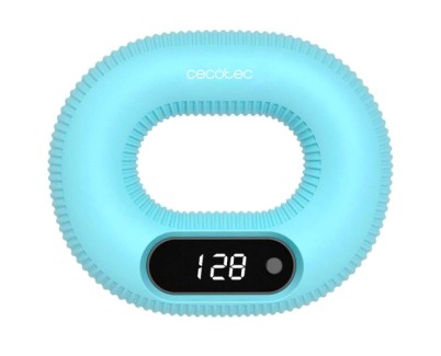Cecotec Drumfit HandFit Smart Fortalecedor de Mano - Pantalla LED Inteligente - Resistencia de 14kg - Base Antideslizante - Lavable y Portatil - Silicona - Color Azul Claro