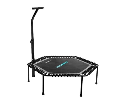 Cecotec Drumfit Jump 1270 Trampolin de Fitness de 127cm - Soporta hasta 100kg - Incluye Accesorios - Plegable - Base con 7 Patas - Manillar Regulable - Color Negro
