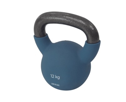 Cecotec Drumfit KettleBell 12000 Neo Pesa Rusa de 12kg - Recubrimiento de Neopreno - Hierro Fundido - Agarre Ergonomico - 19.6cmx16cmx22.8cm - Color Azul Marino