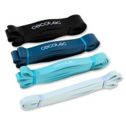 Cecotec DrumFit Power Band Set Set de 4 Bandas Elasticas de 15 a 60kg - Bolsa de Transporte - Latex - Color Surtido