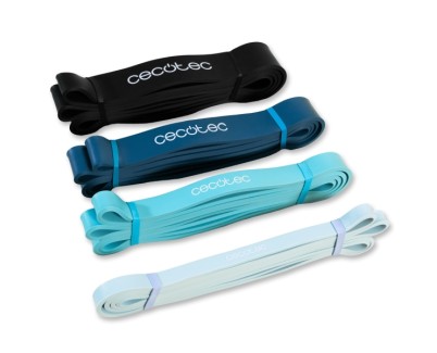 Cecotec DrumFit Power Band Set Set de 4 Bandas Elasticas de 15 a 60kg - Bolsa de Transporte - Latex - Color Surtido