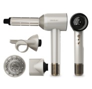 Cecotec DryGlam Waves Champagne Secador de Pelo 4 en 1 - Potencia 1600W - Velocidad 110000rpm - Pantalla Digital - Silencioso - Temperatura Regulable - Motor sin Escobillas - Color Blanco