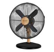 Cecotec EnergySilence 600 WoodDesk Ventilador de Sobremesa con 4 Aspas - 40W - Diametro de 30cm - 3 Velocidades - Oscilante - Acabado en Madera - Base Estable - Rejilla Protectora - Color Negro