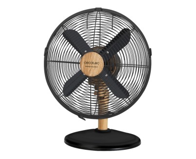 Cecotec EnergySilence 600 WoodDesk Ventilador de Sobremesa con 4 Aspas - 40W - Diametro de 30cm - 3 Velocidades - Oscilante - Acabado en Madera - Base Estable - Rejilla Protectora - Color Negro