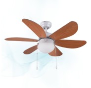 Cecotec EnergySilence Aero 360 Ventilador de Techo con 6 Aspas Reversibles y Luz - 50W - 91cm de Diametro - Silencioso - Modo Invierno - 3 Velocidades - Aspas de Madera - Acero Inoxidable