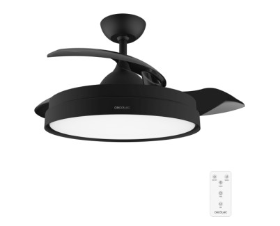 Cecotec EnergySilence Aero 4280 Invisible Black Ventilador de Techo con Luz - 40W - Aspas Retractiles - 3 Tonos - Diametro de 42\" - Modo Invierno - 6 Velocidades - Temporizador - Color Negro