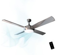 Cecotec EnergySilence Aero 570 Ventilador de Techo con 4 Aspas y Luz LED Integrada - 60W - Diametro de 52\" - Mando a Distancia - Temporizador - 3 Velocidades - Modo Invierno/Verano - Acero Inoxidable