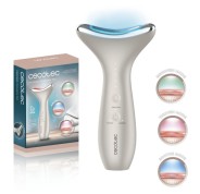 Cecotec FaceCare Face and Neck Pro Cepillo de Fototerapia Facial - Rostro y Cuello - 3 Modos - Luz LED - 5 Niveles de EMS - Vibracion y Calor - Temporizador - Funcion Memoria - Color Blanco