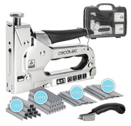 Cecotec FastTacker 4in1 Full Equip Clavadora/Grapadora - Incluye Accesorios - Maletin - Color Acero