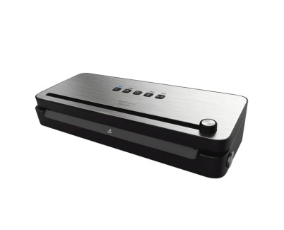 Cecotec FoodCare SealVac 140 SteelCut Envasadora al Vacio - 140W - Presion 0.75bar - Luz LED - Silencioso - Acero Inoxidable - Admite Bolsas Genericas - Funcion Vacio para Botes - Color Negro y Plateado