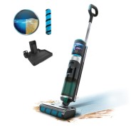 Cecotec FreeGo Wash and Vacuum Fregona Electica - 250W - Autonomia 35min - Base de Autolimpieza - 2 Depositos de 700ml Separados - Rodillo Wet Jalisco - Pantalla Digital - Color Negro y Azul