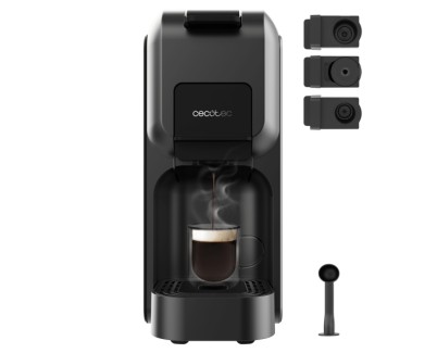 Cecotec FreeStyle Compact Black Cafetera Espresso Compatible con Capsulas - 1350W - Termoblock - Presion 20bar - Deposito de 800ml - Apagado Automatico - Rapido Precalentamiento - Color Negro