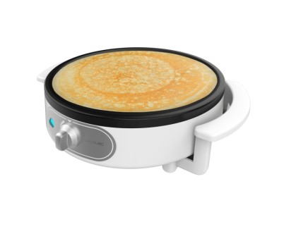 Cecotec Fun Creepy Crepera de 30.5cm - Potencia 1200W - Antiadherente - Rodillo y Espatula Incluidos - Libre de BPA - Indicador Luminoso de Estado - Color Blanco