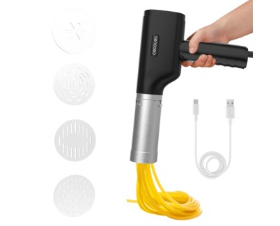Cecotec Fun EasyPasta Maquina para Pasta y Churros - 40W - Portatil - Capacidad de 200g - Incluye 3 Discos para Pasta - Disco Exclusivo para Churros - Inalambrico - 50 Usos por Carga - Color Negro