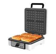 Cecotec Fun Gofrestone 4Inox Gofrera Cuadruple - 1200W - Antiadherente - Temperatura Regulable - Acero Inoxidable - Base Antideslizante - Asa de Tacto Frio - Indicador Luminoso - Color Blanco y Negro