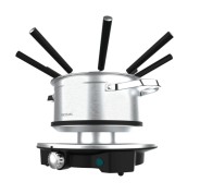 Cecotec Fun GourmetFondue Advance Fondue Electrica - 1500W - Acero Inoxidable - Termostato - Capacidad de 1.7L - 8 Tenedores - Olla Antiadherente - Apta para Lavavajillas - Tapa Antisalpicaduras