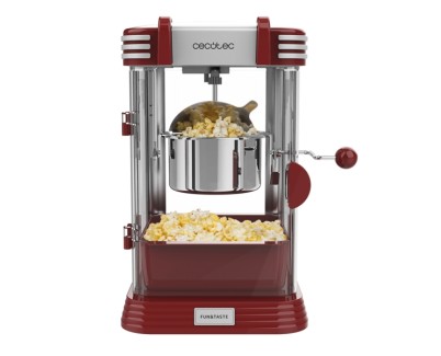Cecotec FunandTaste P\'Corn Classic Palomitero Electrico - 300W - Estilo Retro - Olla de Acero Inoxidable 500ml - Bandeja Extraible - Luz Interior - Cuchara Dosificadora - Apertura Magnetica - Color Rojo