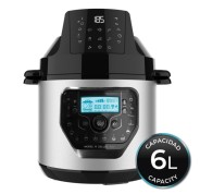 Cecotec H Deluxe Fry Olla GM Programable de 6L con Cabezal Freidora de Aire - Antiadherente - Bascula - Pantalla LCD - Ergonomico - Temperatura hasta 200ºC - Control por Voz - Color Negro y Plateado