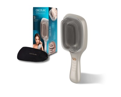 Cecotec HairCare Revitalize Champagne Cepillo Reparador - Microcorrientes EMS - Luz LED - Iones Negativos - Laser de Baja Potencia Lllt - Masaje por Vibracion - Color Blanco