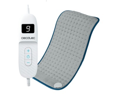 Cecotec HeatConfort 6000 ThermalPad Manta Electrica - Potencia de 100W - 9 Niveles de Temperatura - Controlador LCD - Temporizador de 120min - Lavado Facil - Cable Extralargo - 30x60cm - Color Gris