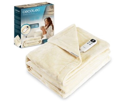 Cecotec HeatConfort Calma Manta Electrica - 115W - Apagado Automatico - 10 Niveles de Calor - Control LCD Extraible - Lavable a Maquina - Seguridad contra Sobrecalentamiento - 180x130cm - Color Beige