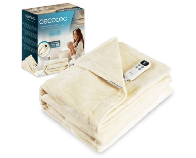 Cecotec HeatConfort Calma Manta Electrica - 115W - Tecnologia PTC y NTC - 10 Niveles de Calor - Temporizador - Apagado Automatico - Controlador Extraible - Lavable a Maquina - 160x130cm - Color Beige