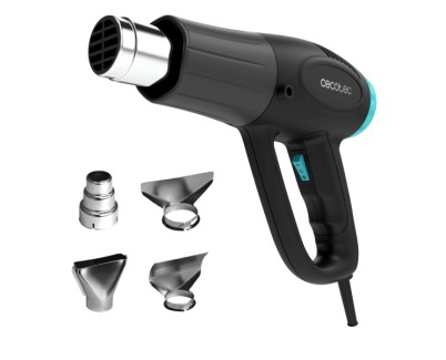 Cecotec Hell Gun 3500 Pistola de Calor - 2000W - Temperatura Regulable hasta 550&ordm;C - Cabezales Incluidos - Color Negro