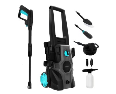 Cecotec HydroBoost 1600 Car and Garden Hidrolimpiadora - 1400W - Presion 135bar - Caudal 468l/h - Botella de Jabon - Bomba de Aluminio - Facil Transporte - Accesorios Surtidos - Color Negro y Azul