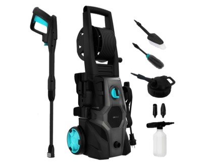 Cecotec HydroBoost 2000 Car and Garden Pro Hidrolimpiadora - 2000W - Presion 150bar - Caudal 450l/h - Bomba Aluminio - Accesorios Surtidos - Facil Transporte - Bloqueo de Gatillo - Color Negro y Azul