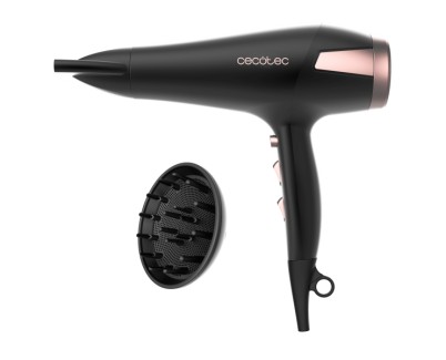 Cecotec IoniCare Elegance Secador de Pelo - Potencia 2400W - Tecnologia con Iones - Temperatura Regulable - Cable de 1.8m - Funcion Aire Frio - Difusor - Velocidad Ajustable - Color Negro