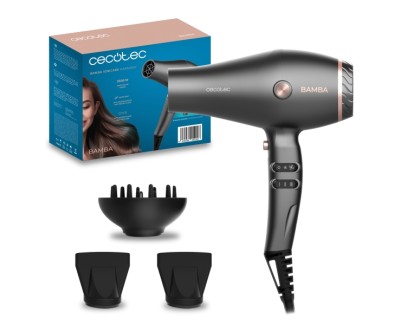 Cecotec IoniCare Harmony Secador de Pelo - Potencia 2600W - Tecnologia con Iones - Temperatura Regulable - 2 Concentradores - Difusor - Cable de 1.8m - Velocidad Ajustable - Color Gris Oscuro