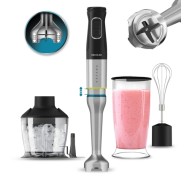 Cecotec Katana 12 Chop Batidora de Mano - 1200W - Funcion Oscilante - Cuchillas de Titanio - 21 Velocidades - Campana Antisalpicaduras - Accesorios Incluidos - Vaso 800ml con Tapa - Turbo - Color Negro