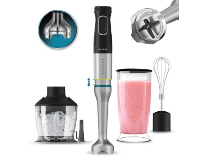 Cecotec Katana 12 Chop Batidora de Mano - 1200W - Funcion Oscilante - Cuchillas de Titanio - 21 Velocidades - Campana Antisalpicaduras - Accesorios Incluidos - Vaso 800ml con Tapa - Turbo - Color Negro