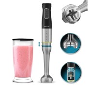 Cecotec Katana 15 Jar Batidora de Mano - Potencia de 1500W - Funcion Oscilante - 21 Velocidades - Cuchillas de Titanio - Campana Antisalpicaduras - Vaso 800ml con Tapa - Funcion Turbo - Color Negro