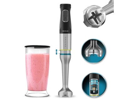 Cecotec Katana 15 Jarg Batidora de Mano - Potencia 1500W - Movimiento Oscilante - Velocidad Ajustable - Cuchillas Recubiertas de Titanio - Modo Turbo - Color Negro y Plateado