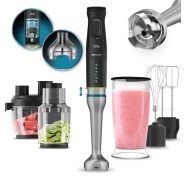 Cecotec Katana 15 TotalDestroy Full Batidora de Mano - 1500W - Cuchillas de Titanio Efecto Tijera - Funcion Oscilante - 21 Velocidades - Campana Antisalpicaduras - Turbo - Color Negro