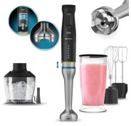 Cecotec Katana 15 TotalDestroy Smash Batidora de Mano - 1500W - Cuchillas de Titanio - Funcion Oscilante - 21 Velocidades - Campana Antisalpicaduras - Set de Accesorios Completo - Turbo - Color Negro