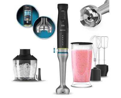 Cecotec Katana 15 TotalDestroy Smash Batidora de Mano - 1500W - Cuchillas de Titanio - Funcion Oscilante - 21 Velocidades - Campana Antisalpicaduras - Set de Accesorios Completo - Turbo - Color Negro