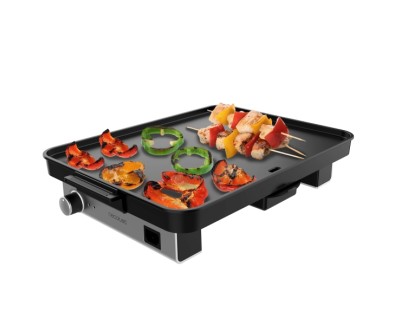 Cecotec Magnet 1800 Plancha Electrica - 1800W - Placa de Aluminio con Teflon - Termostato Regulable - Bandeja Recogegrasas - Piezas Desmontables - Apta para Lavavajillas - 40x30cm - Color Negro