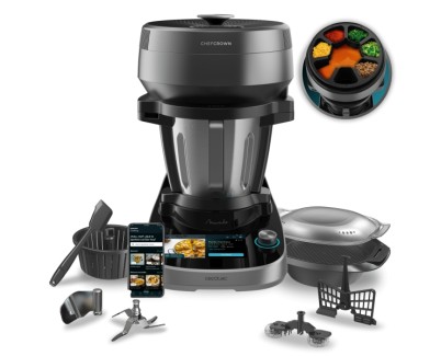 Cecotec Mambo CooKing Victory Robot de Cocina con Dispensador de Alimentos Automatico - Jarra de Acero Inoxidable 4.5L - Pantalla Tactil de 7\" - Recetario - Vaporera - Color Negro y Gris