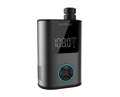 Cecotec Mini Air Max Inflador de Ruedas - Potencia hasta 150psi - Doble Bateria de 600mAh - 4 Boquillas Adaptables - Pantalla LCD con Control - Carga USB-C Rapida - Incluye Accesorios - Color Negro
