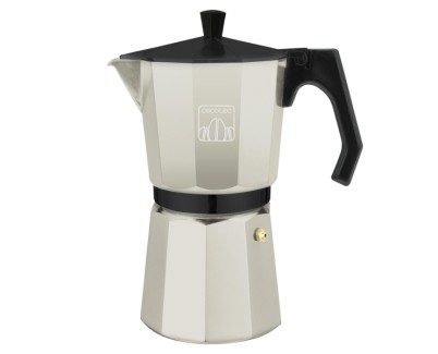 Cecotec Mokclassic 1200 Cafetera Italiana para 12 Tazas - Aluminio Fundido - Apta para Gas, Electrica y Vitro - Facil de Desmontar - Junta de Silicona - Valvula de Seguridad - Color Beige