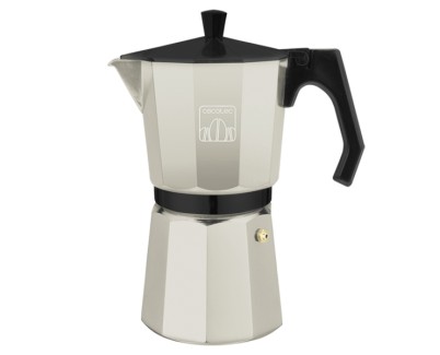Cecotec Mokclassic 900 Cafetera Italiana para 9 Tazas - Aluminio Fundido - Apta para Gas, Electrica y Vitro - Facil de Desmontar - Junta de Silicona - Valvula de Seguridad - Color Beige
